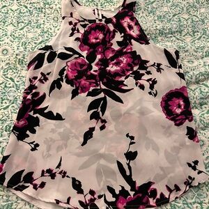 Violet & Claire Floral Sleeveless Blouse - Pink and Black